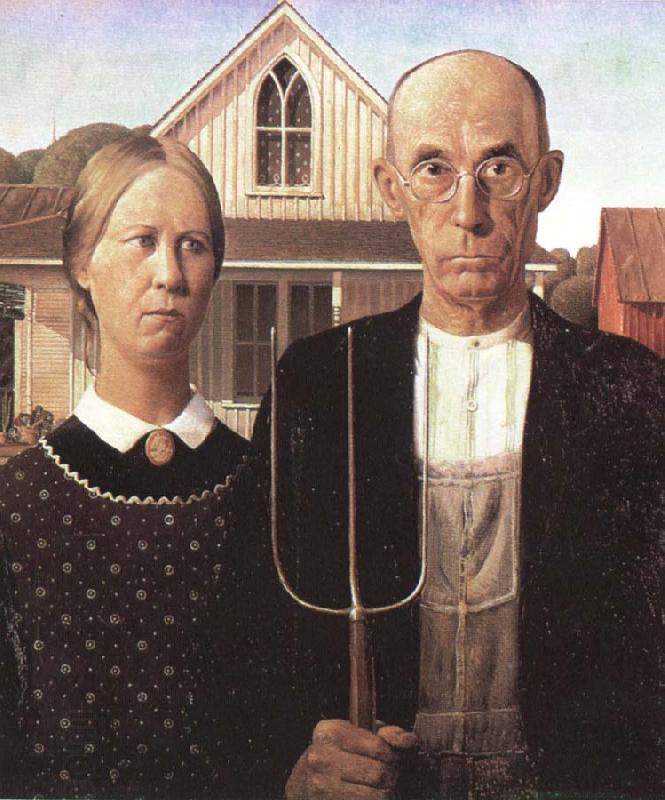 unknow artist grant woods malning american gothic oil painting picture